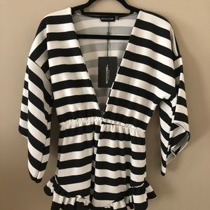 Black/white striped romper